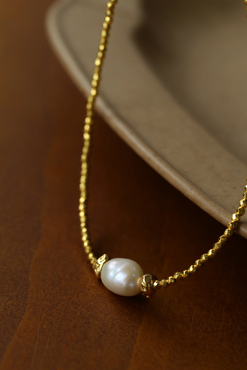 Baroque Pearl Golden Chain Choker Necklace