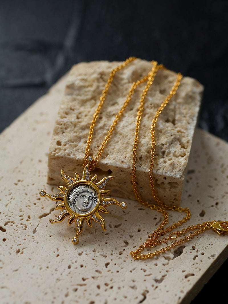 Apollo Sunburst Coin Drop Earrings