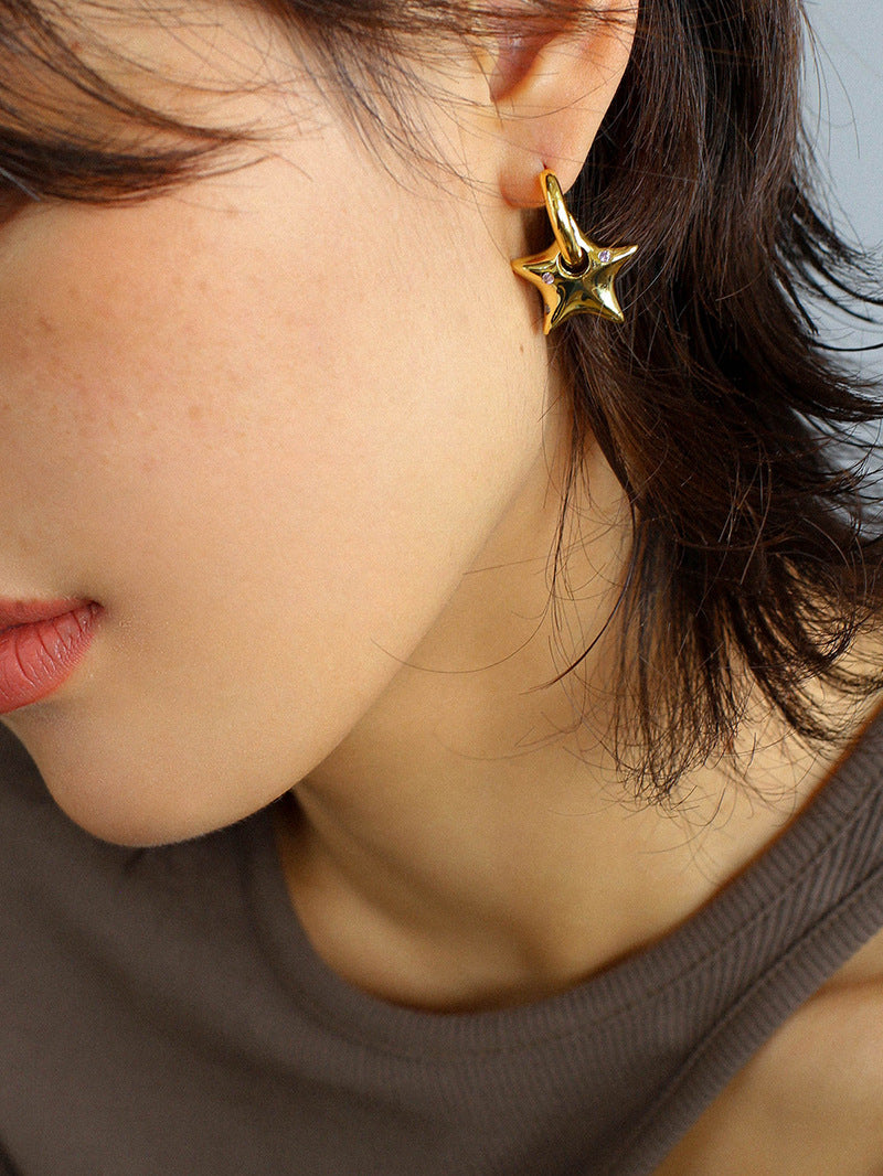 Gold Star Hoop Earrings