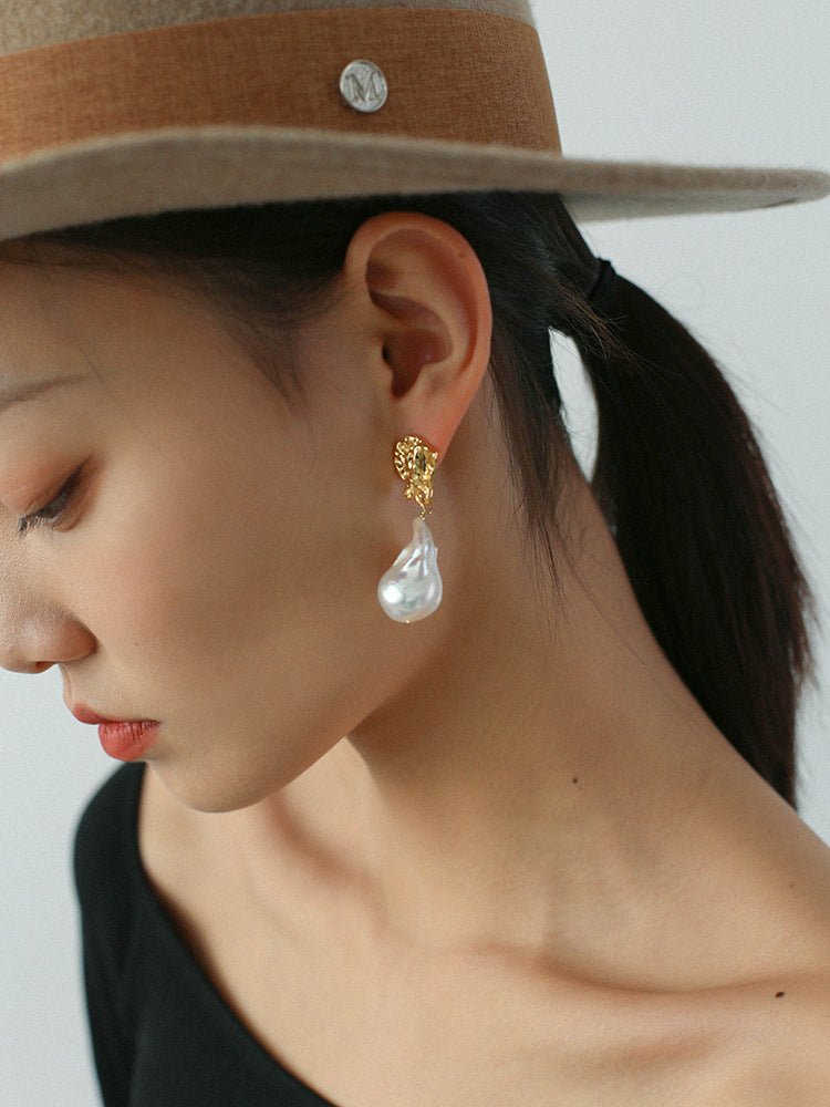 Molten Glow Baroque Pearl Earrings