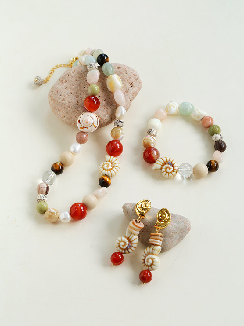 Coral Shell Drop Earrings