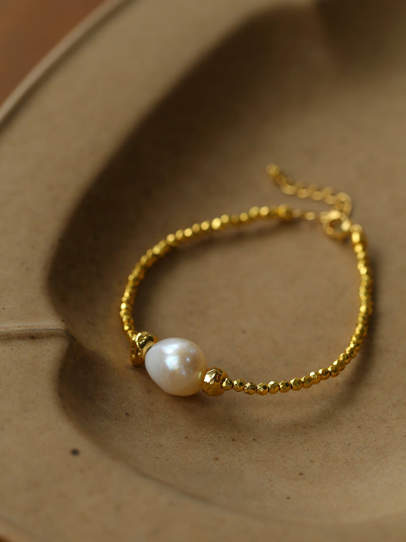 Baroque Pearl Golden Chain Bracelet