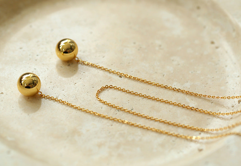 Sphere Drop Long Chain Necklace