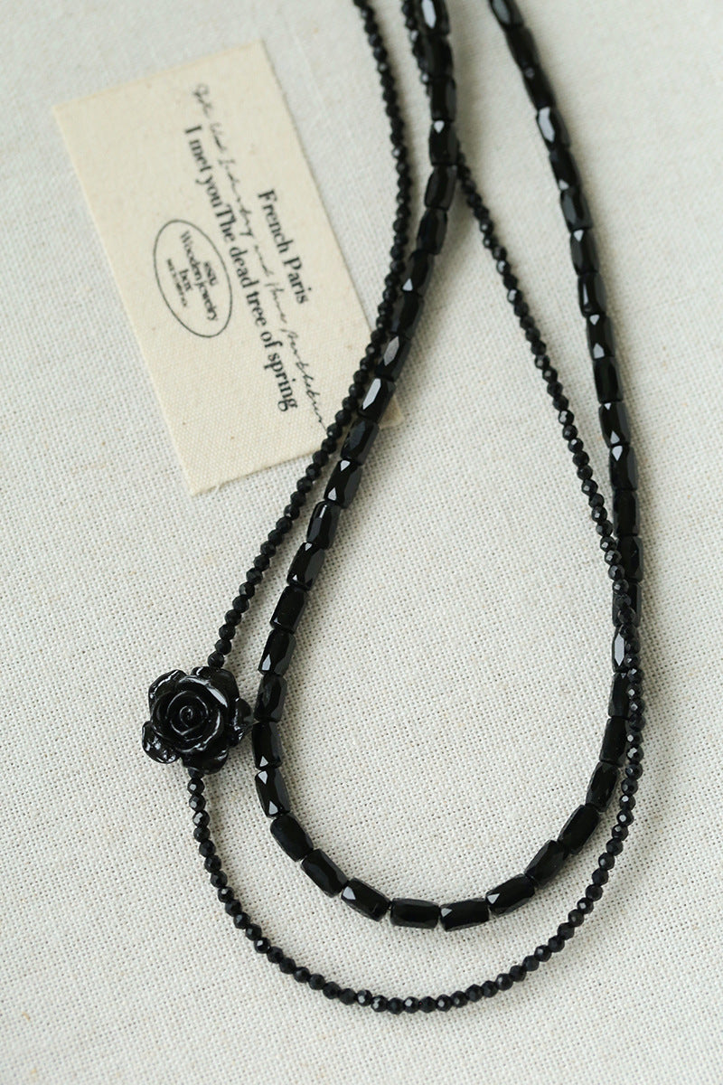 Noir Bloom Double-Layer Choker Necklace