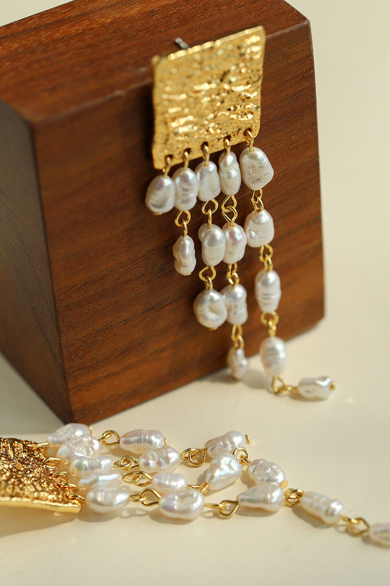 Molten Grace Pearl Tassel Earrings