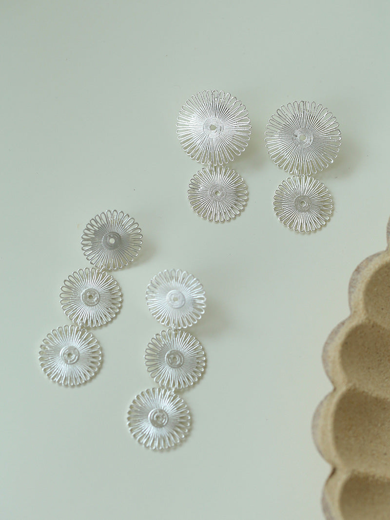 Brushed Hollow Sunflower Drop Earrings