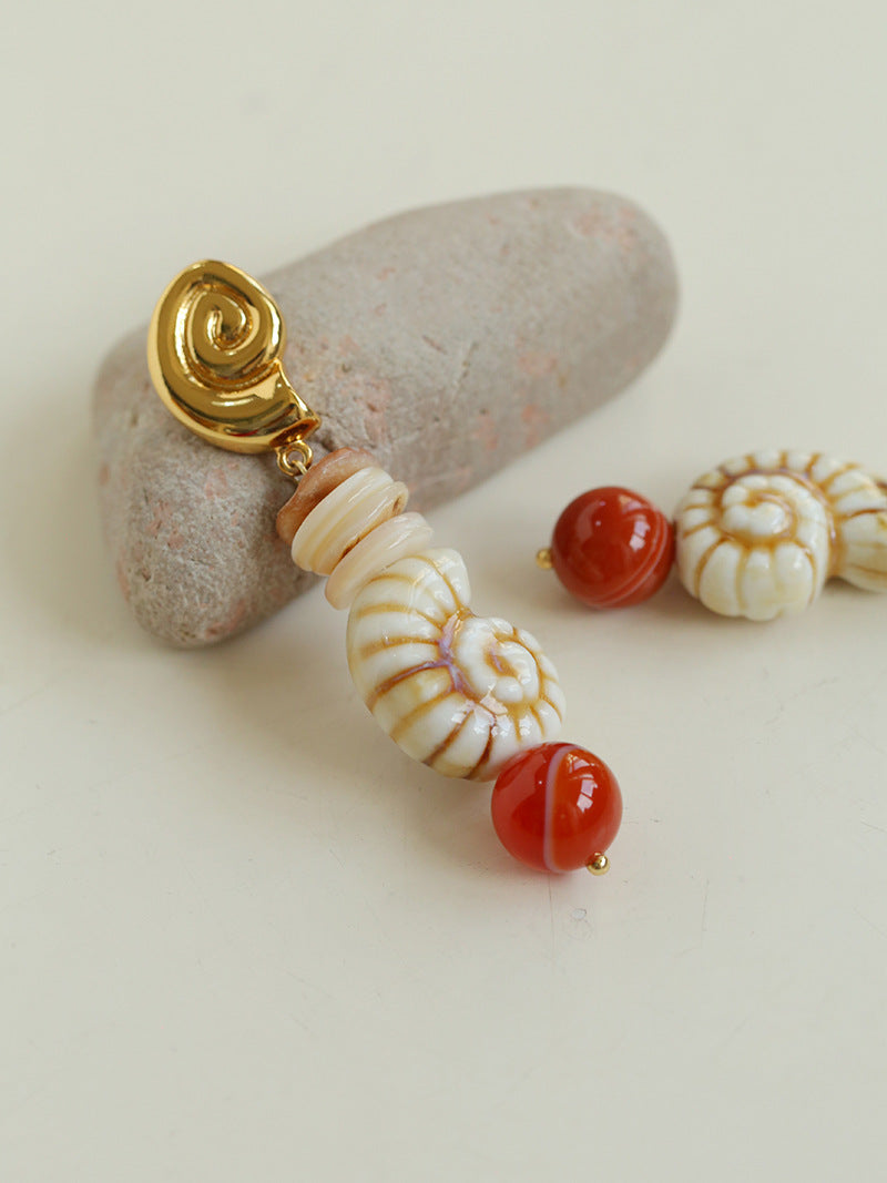 Coral Shell Drop Earrings