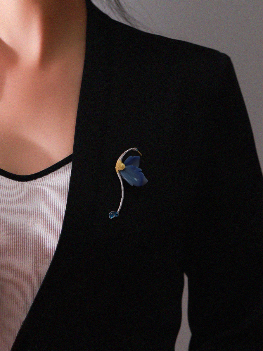 Celestial Crane Bloom Brooch