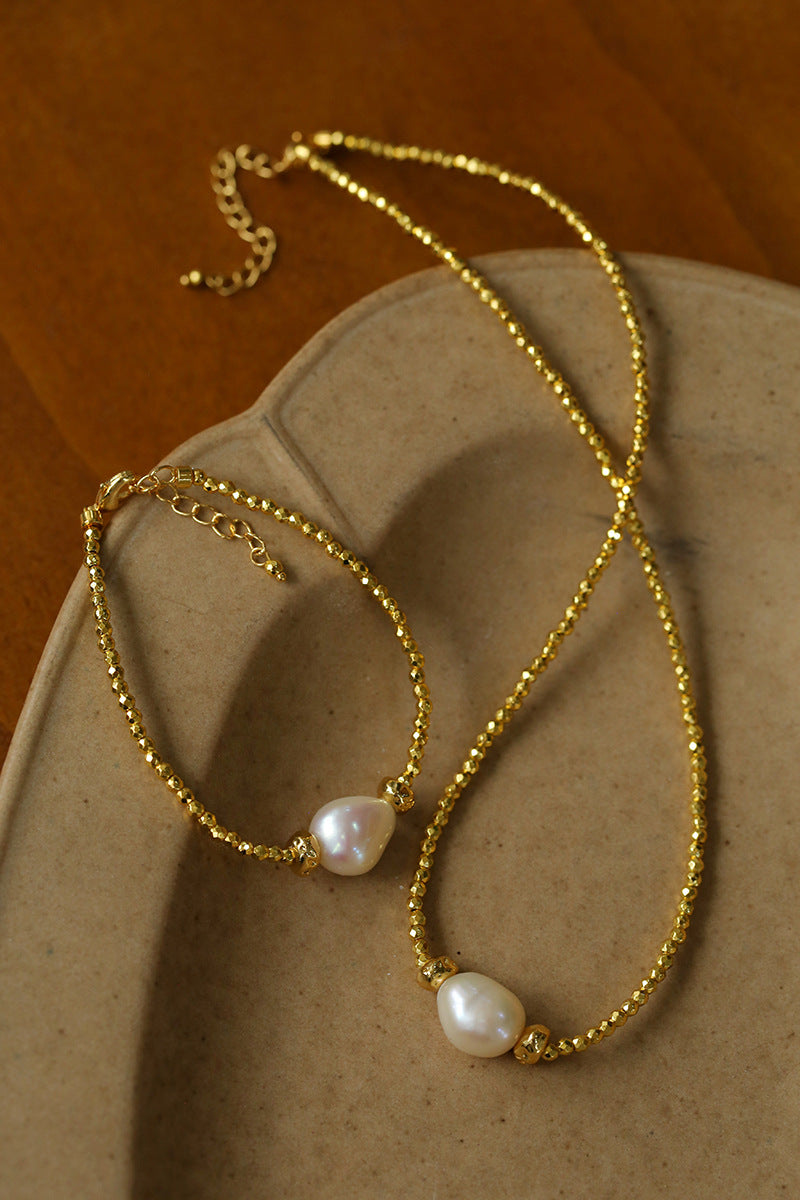 Baroque Pearl Golden Chain Bracelet