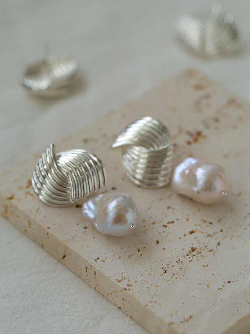 Spiral Muse Baroque Pearl Earrings