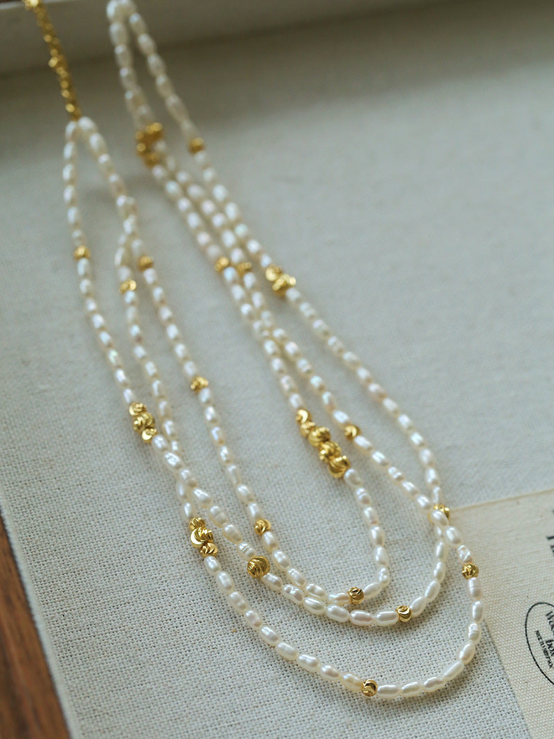 Layered Seeds Baroque Pearl Choker Necklace