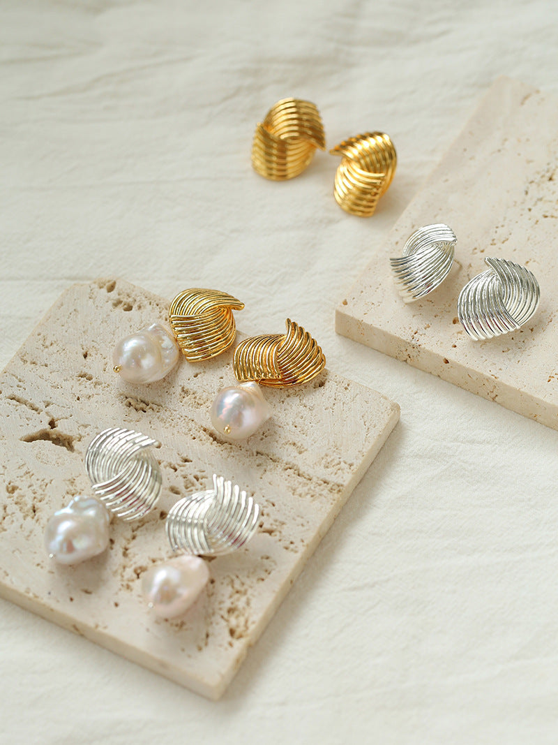 Spiral Muse Baroque Pearl Earrings