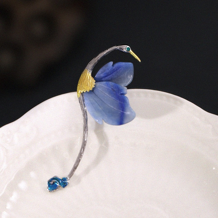 Celestial Crane Bloom Brooch
