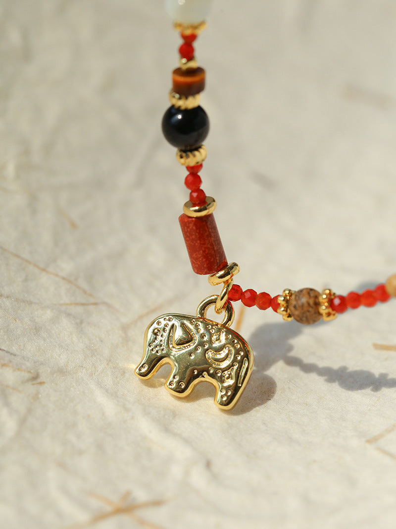 Elephant Agate Beaded Necklace
