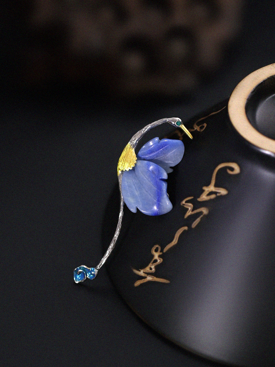Celestial Crane Bloom Brooch
