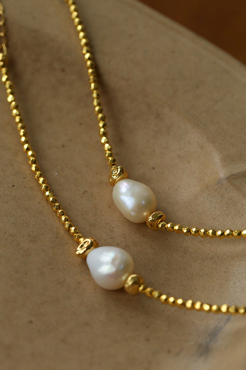 Baroque Pearl Golden Chain Choker Necklace