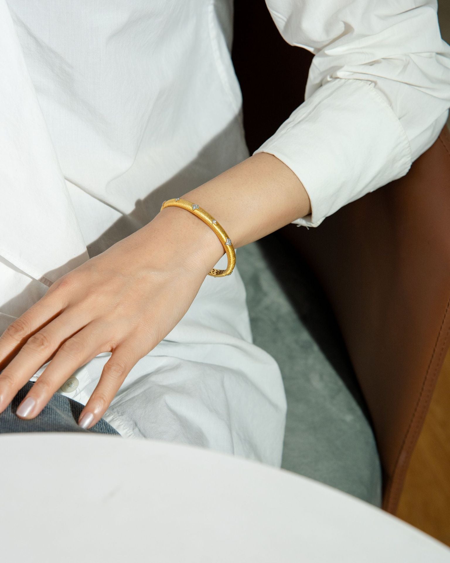 Celestial Grace Matte Gold Bangle