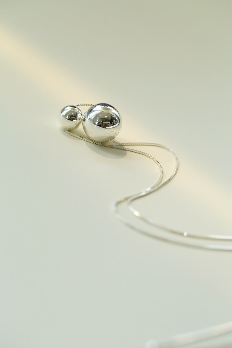 Minimalist Sterling Silver Ball Pendant Necklace