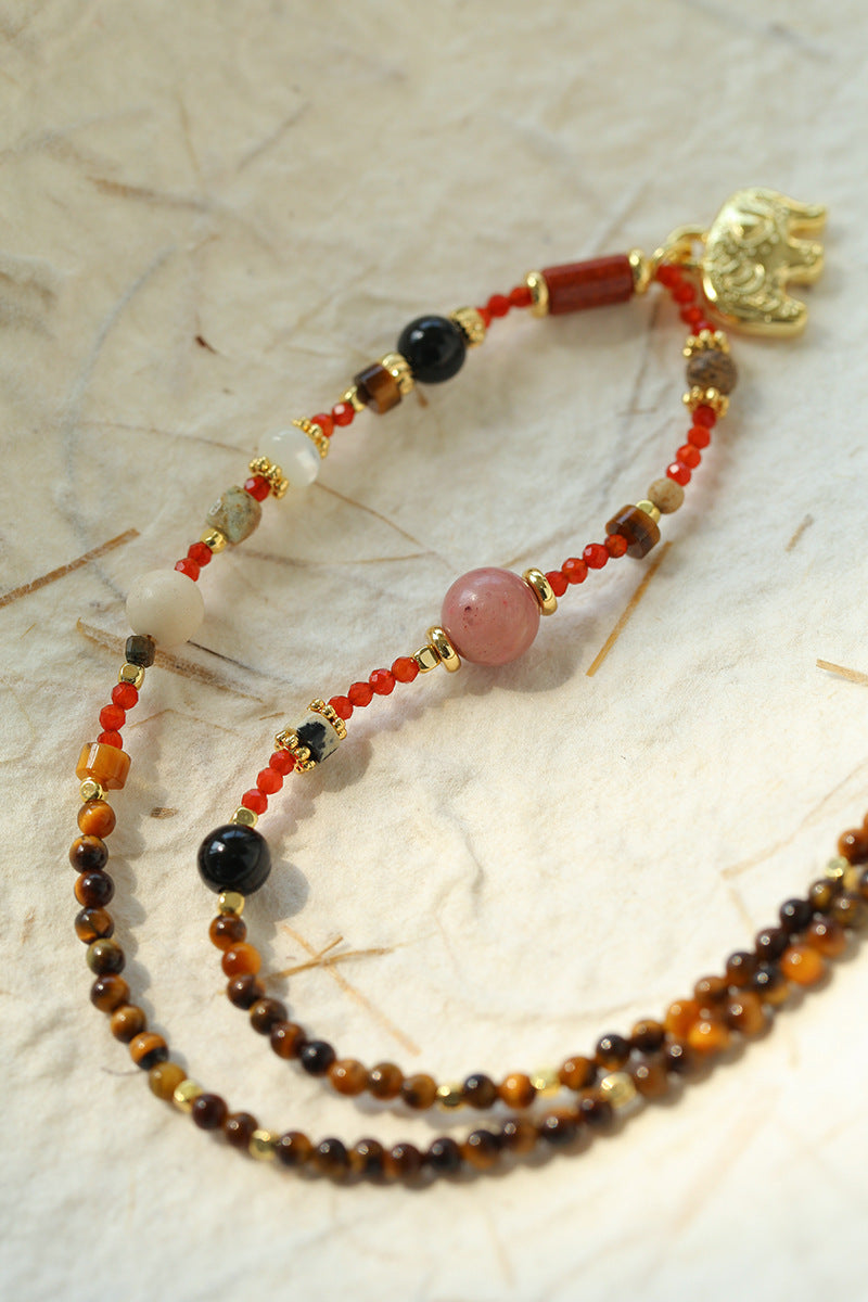 Elephant Agate Beaded Necklace