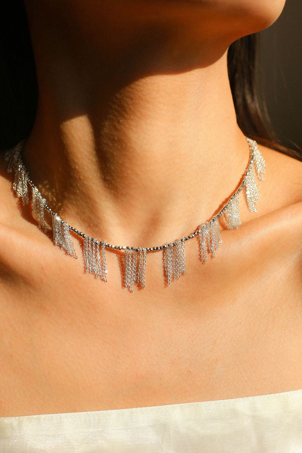 Silver Tassel Chain Necklace