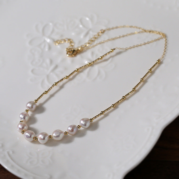 Baroque Pearl Twisted Chain Necklace