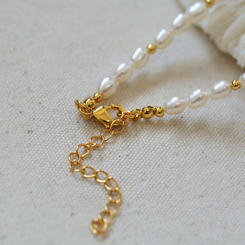 Custom Pearl Bead Letter Charm Necklace