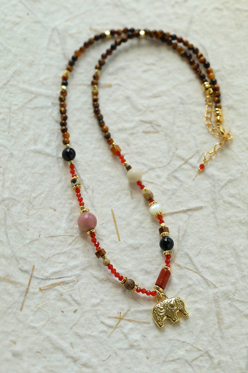 Elephant Agate Beaded Necklace