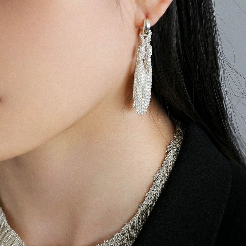 Milky Way Woven Tassel Drop Earrings