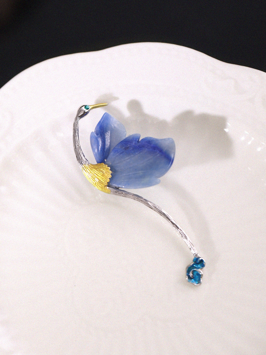 Celestial Crane Bloom Brooch