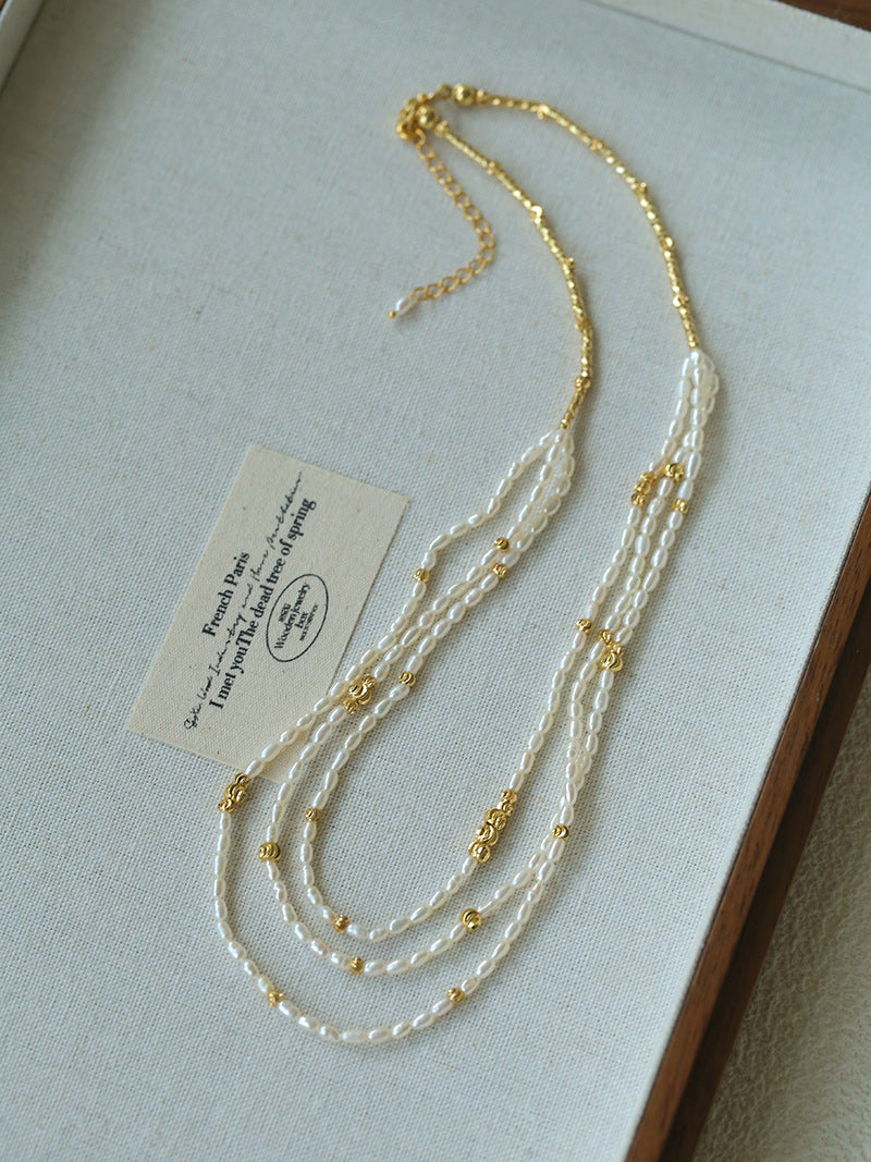 Layered Seeds Baroque Pearl Choker Necklace