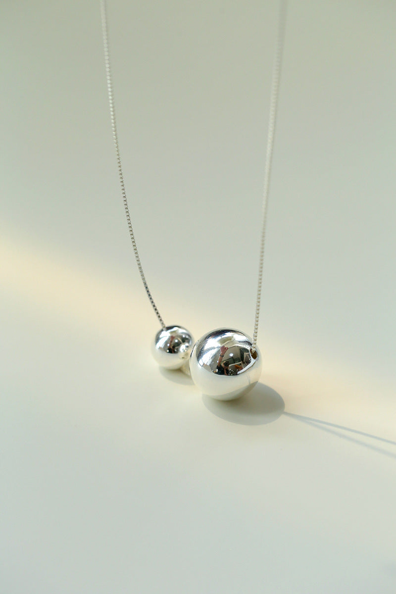 Minimalist Sterling Silver Ball Pendant Necklace