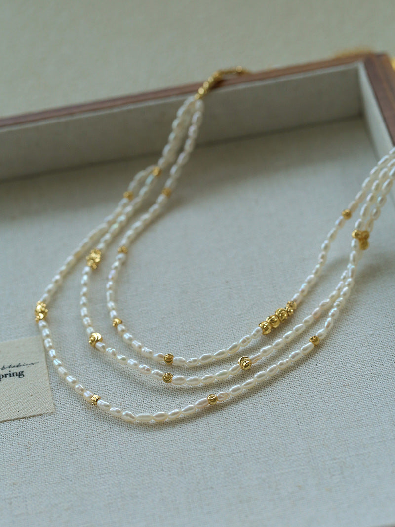 Layered Seeds Baroque Pearl Choker Necklace