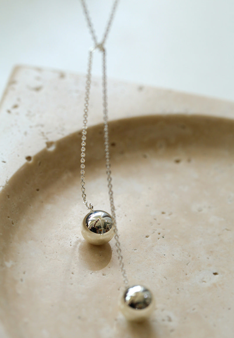 Sphere Drop Long Chain Necklace
