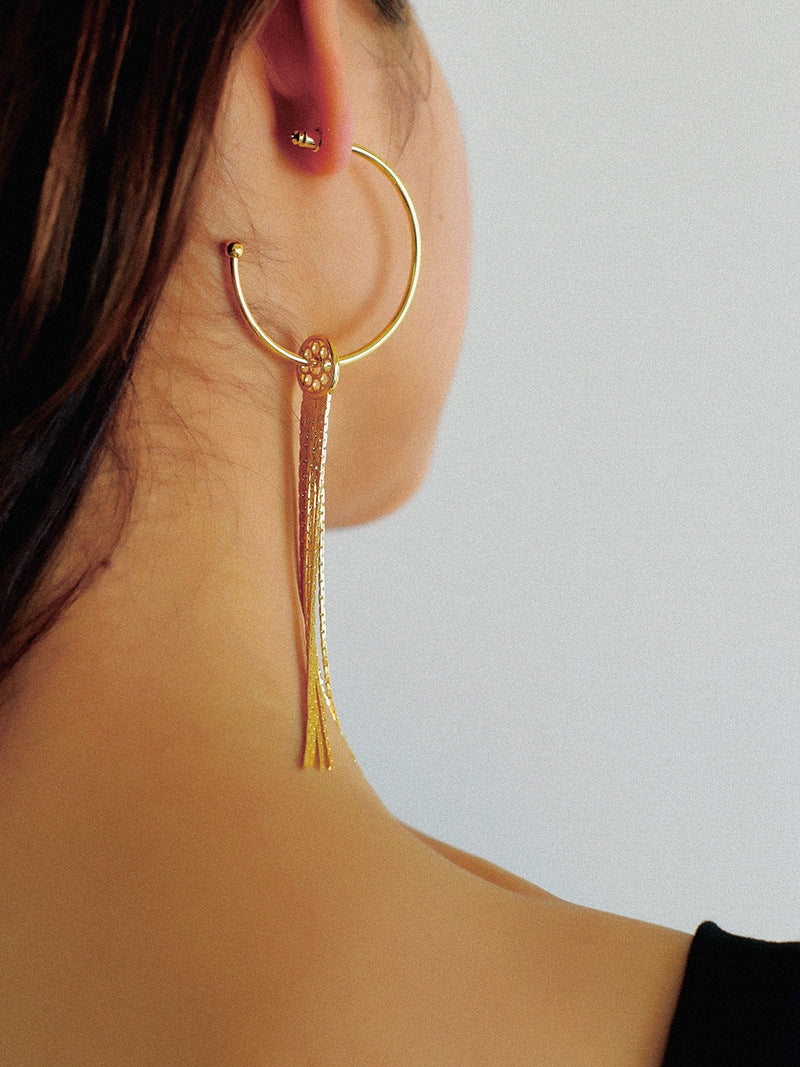 Orbit Tassel Detachable Hoop Earrings