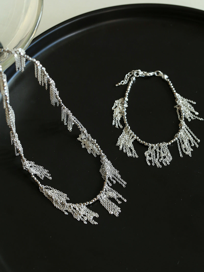 Silver Tassel Chain Bracelet