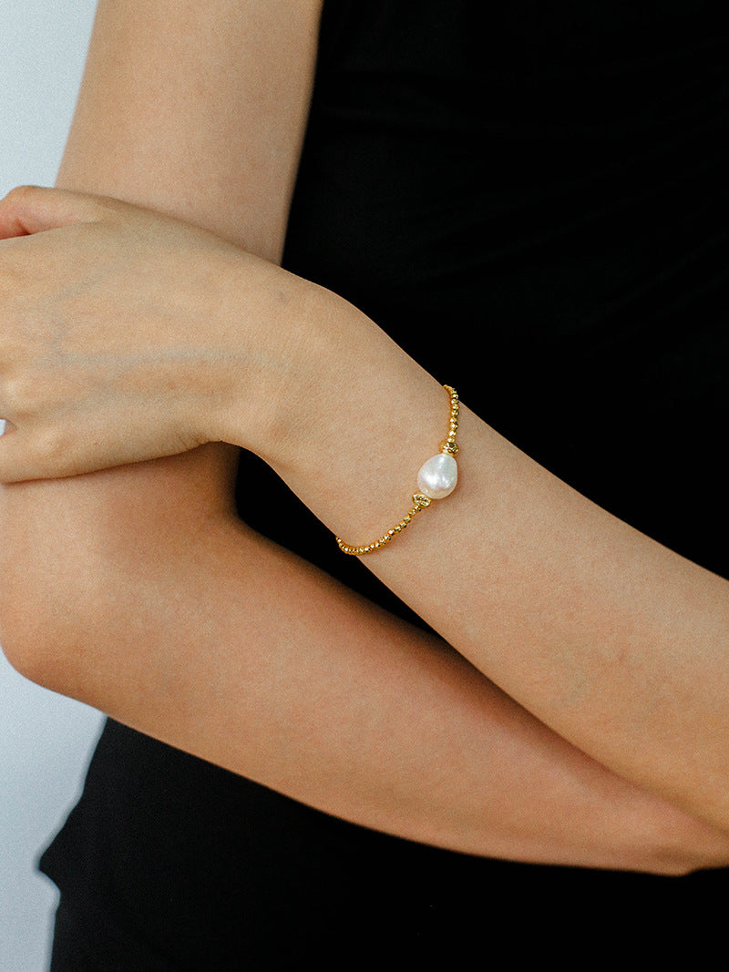 Baroque Pearl Golden Chain Bracelet