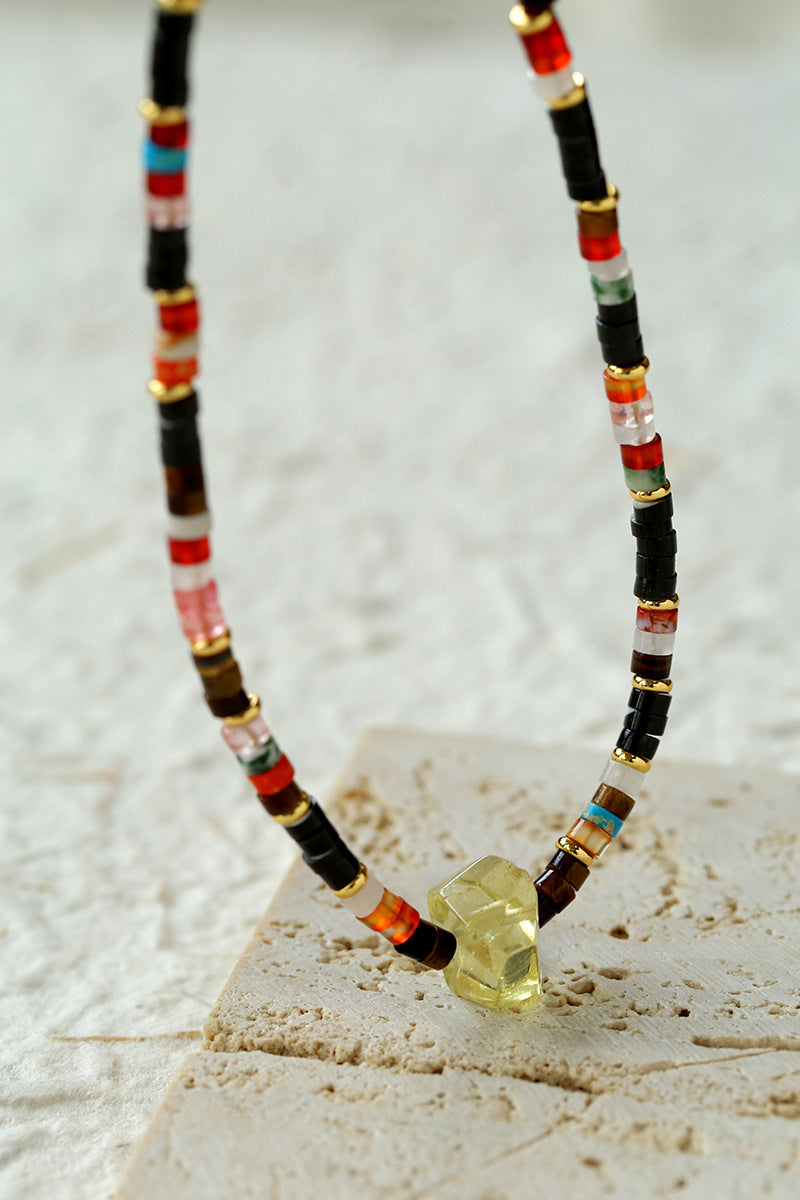 Golden Citrine Beaded Necklace Description: