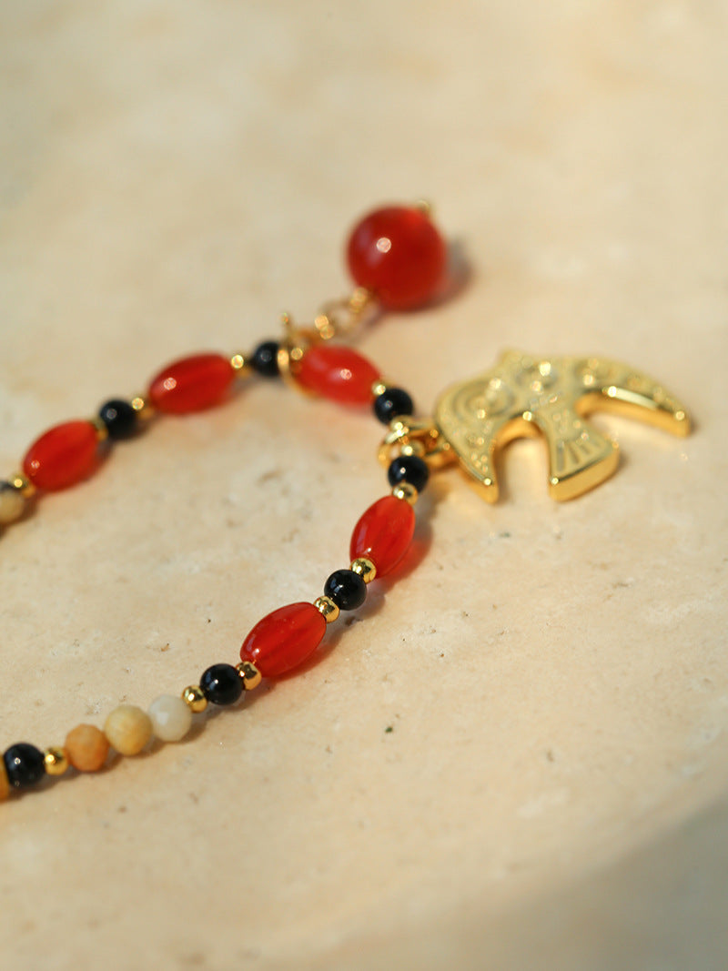 Gold Dove & Agate Necklace