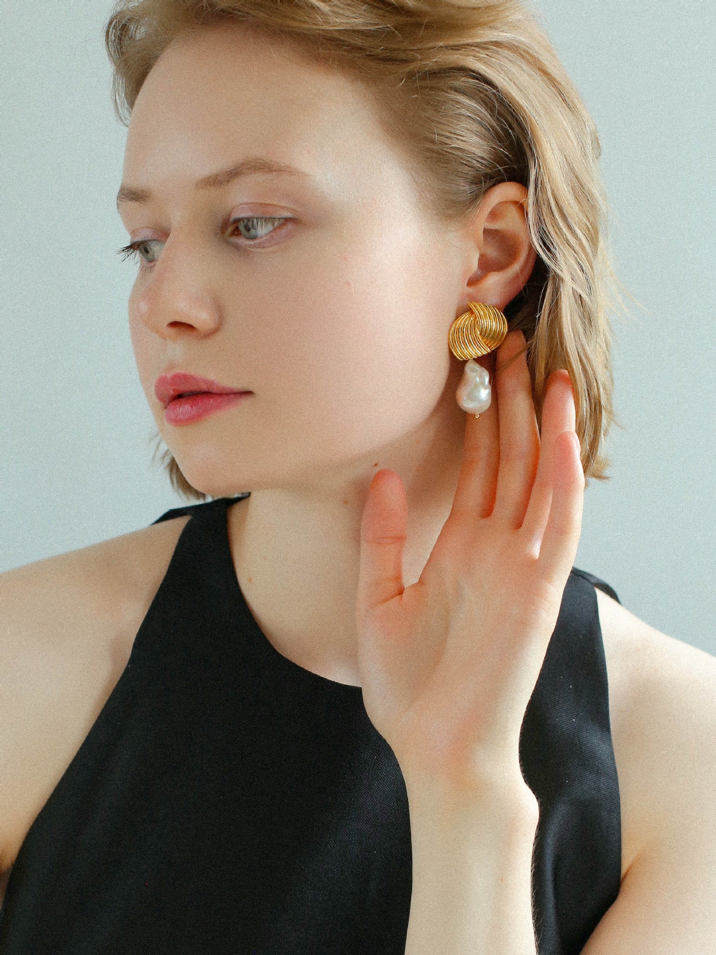 Spiral Muse Baroque Pearl Earrings