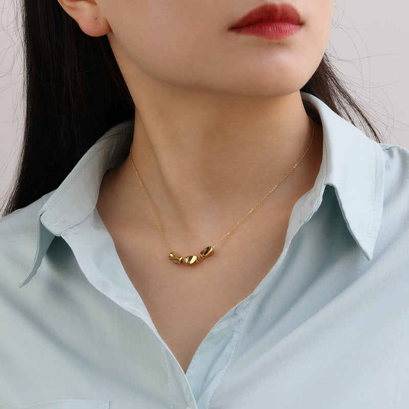 Golden Pebble Accent Necklace