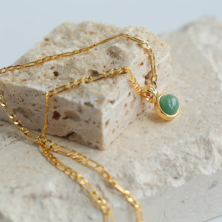 Green Aventurine Figaro Chain Necklace