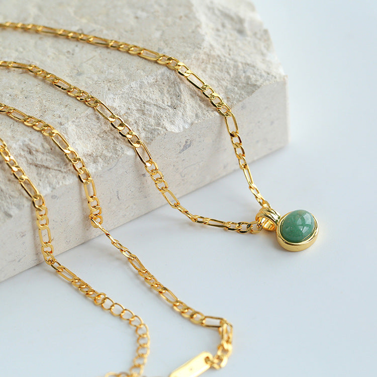 Green Aventurine Figaro Chain Necklace
