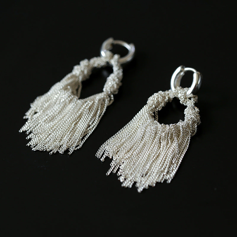 Milky Way Woven Tassel Drop Earrings