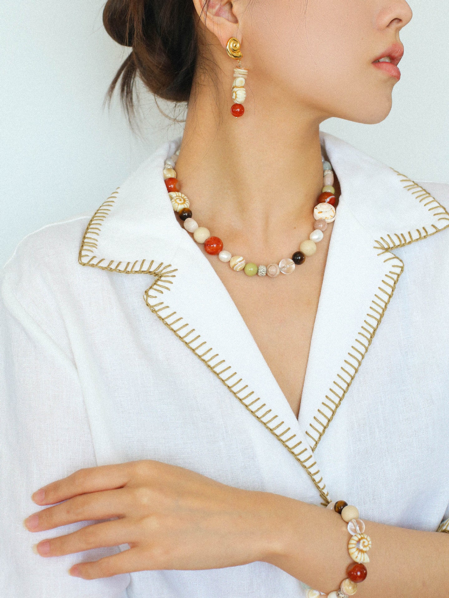 Coral Shell Charm Necklace
