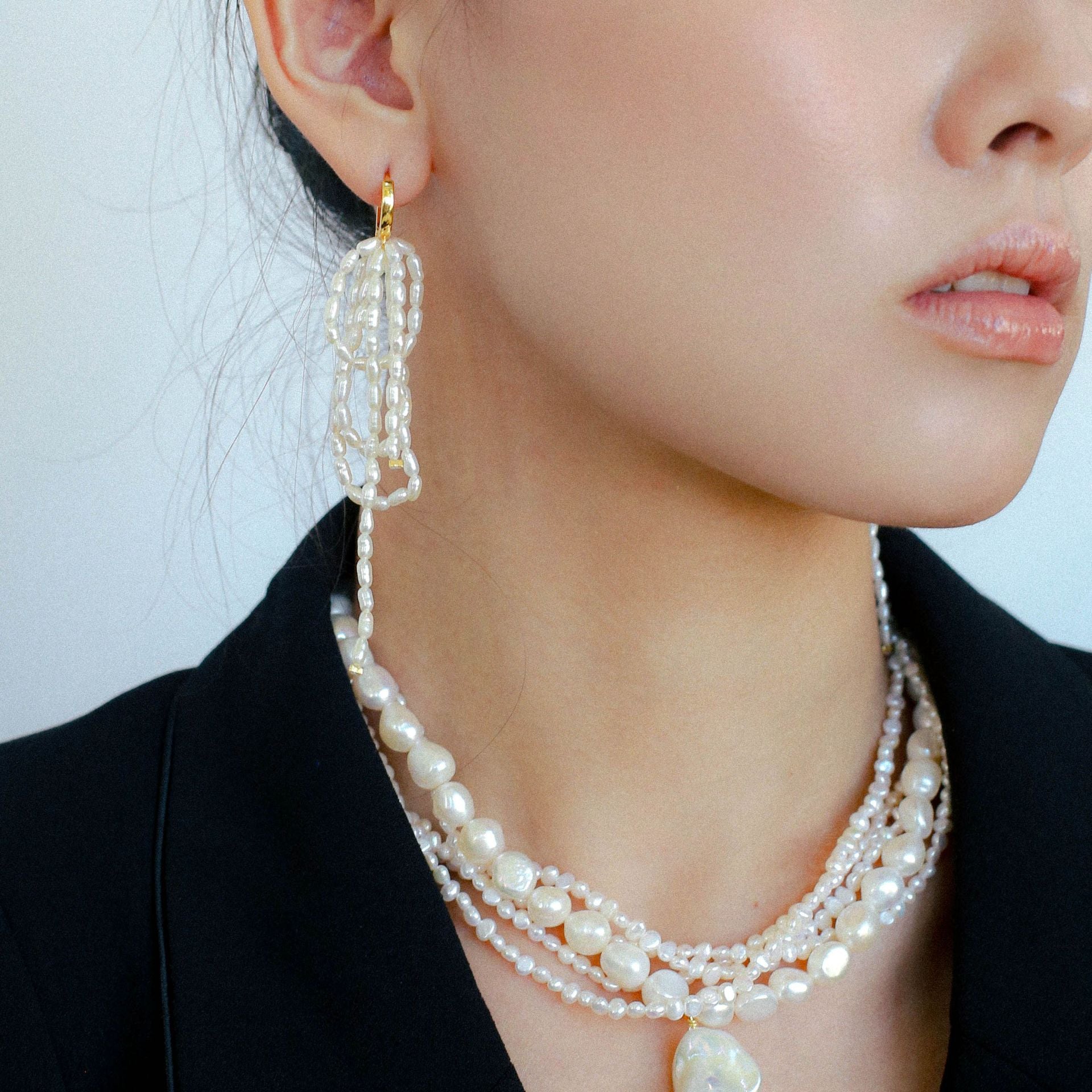 Cascade Pearl Tassel Earrings