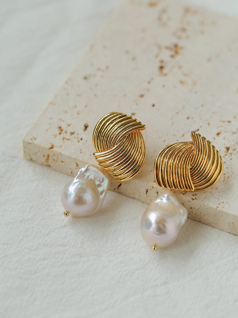 Spiral Muse Baroque Pearl Earrings