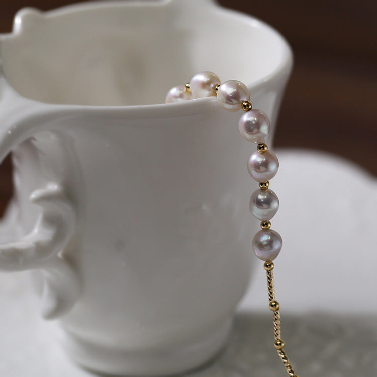 Baroque Pearl Twisted Chain Necklace