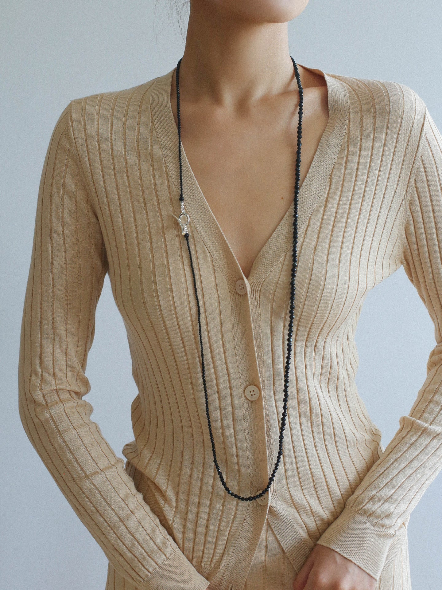 Midnight Shell Bead Long Necklace
