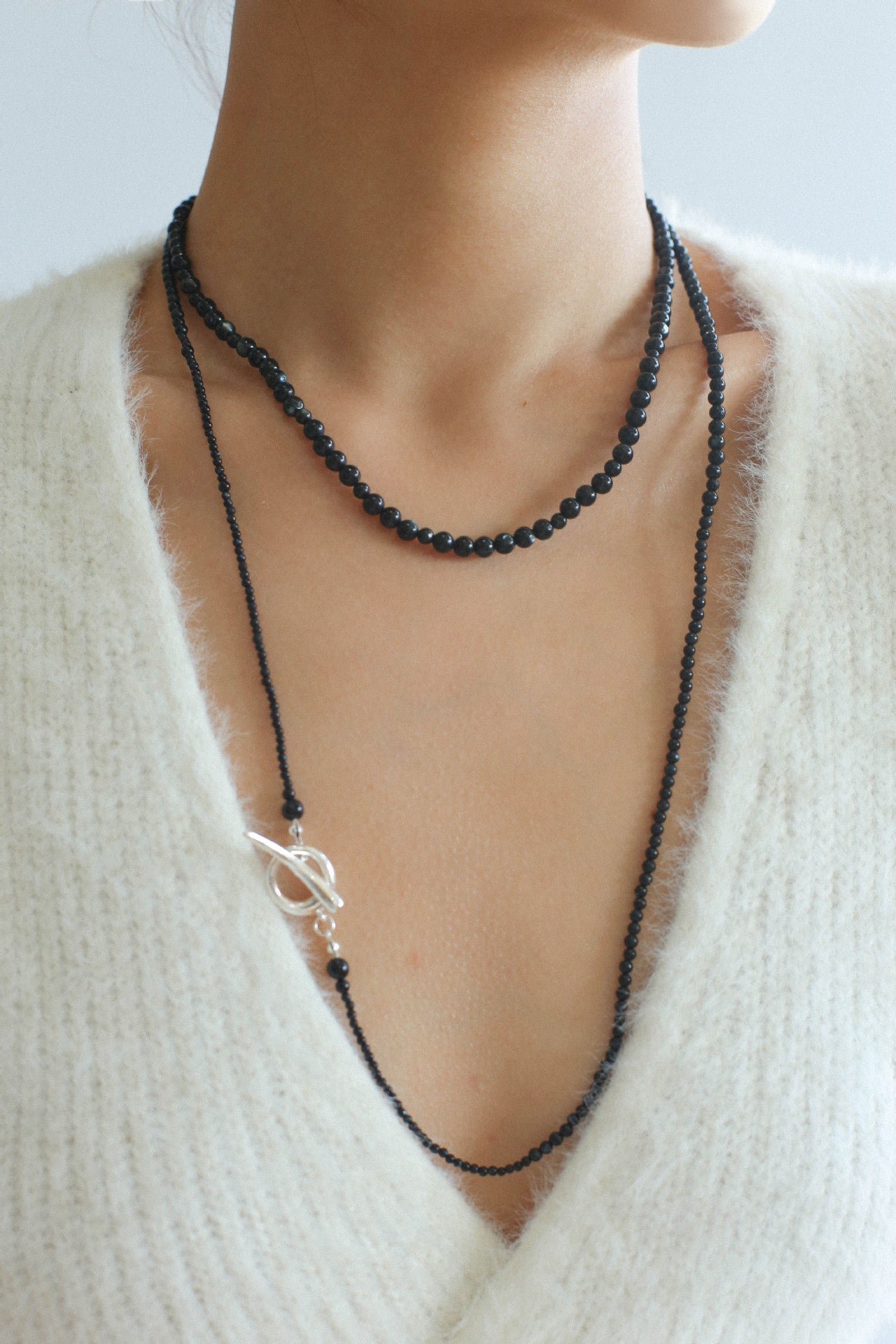 Midnight Shell Bead Long Necklace
