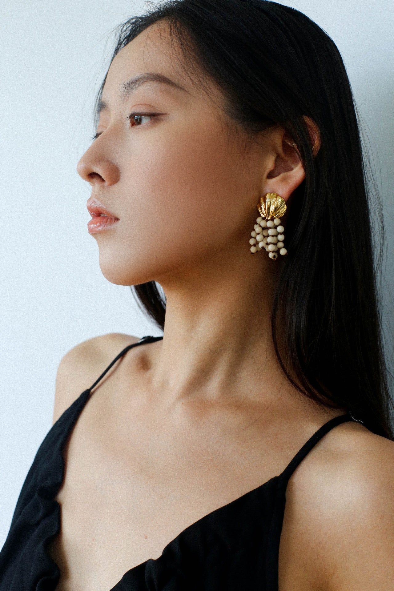 Shell Beaded Tassel Earrings